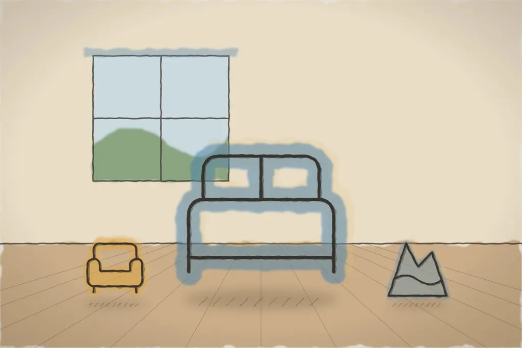 Cameră superioară cu vedere la munte (ilustrație)